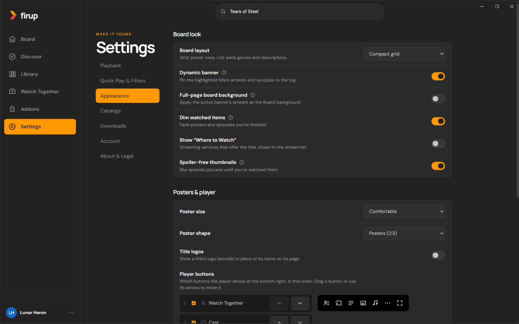 Firup on Windows: Settings
